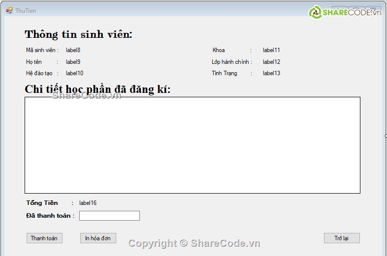 Quản lý và thu phí,thu phí C#,C# Quản lý thu học phí,C# quản lý sinh viên